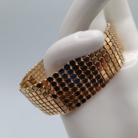 Vintage Gold Mesh Wide Classic Bracelet, Gold Tone, 6 3/4 Inches - Picture 2 of 11